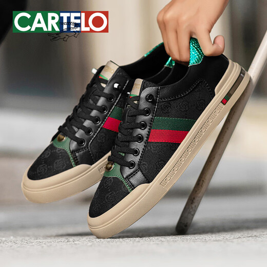 CARTELO Shoes Men's Low-top Light Luxury Sports Board Shoes Men's Trendy and Versatile Casual Shoes Men's Summer Students' Men's Shoes Black-Trendy and Versatile-7375K 43 Standard Sports Shoes Size