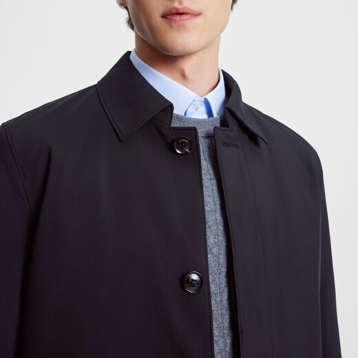 YOUNGOR windbreaker men's lapel long down windbreaker polyester fiber removable down liner VEYF429948ABA black L 175/96A