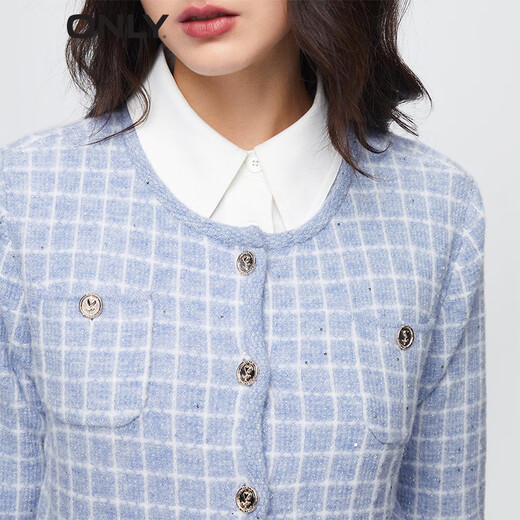 Nur Herbst- und Wintertemperament kleiner Duft runden Hals Retro Kurzer Strickjacke Pullover Frauen 12343b018 C39 Rindfleischzunge Blau Brunnera Blau L 170/88a