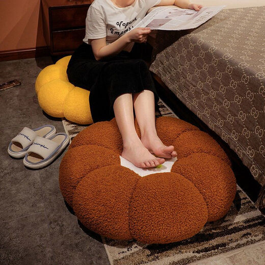 Yingzhu'er Pumpkin Futon Cushion Floor Sitting Pillow Lazy Living Room Butt Cushion Tatami Bay Window Backrest Cushion Floor Cushion Pumpkin Futon-Yellow Small Size 45*15cm