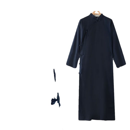Oxygen Mo Republic of China costume male Lu Xun Republic of China long gown men's Chinese robe ancient costume mandarin jacket Li Dazhao performance costume revolution 0 life sleep navy blue 180cm (140-170Jin Jin is equal to 0.5 kg)