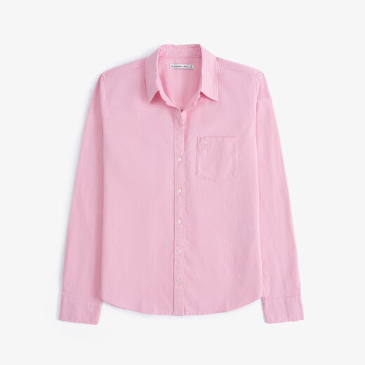 Abercrombie & Fitch Oxford shirt classic elk pattern women's spring and summer retro commuter long-sleeved shirt 140-4429 pink XS (160/84A)