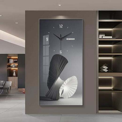 
Lan Diying modern abstract entrance decorative painting clock wall living room corridor corridor painting art clock wall without hole punching SXS3291 40*80cm+ tempered film mirror surface