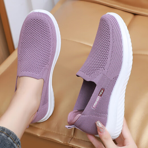 Huili brand broken-size spring and summer old Beijing cloth shoes women's single shoes casual breathable mesh mother's shoes non-slip soft sole middle-aged and elderly 6636-pink single shoes [normal size] 34
