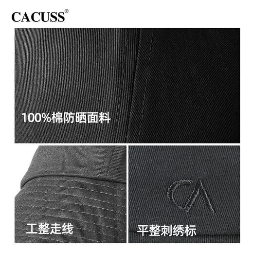 CACUSS帽子女春夏防晒渔夫帽户外遮阳防紫外线太阳帽大帽檐黑色大号