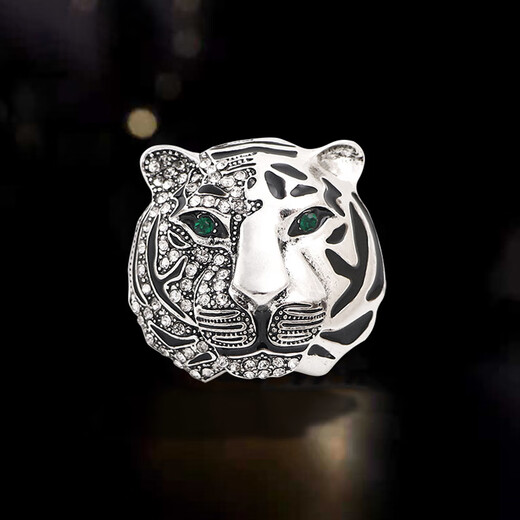 WSAY Tiger Brooch Zodiac Zodiac Year of the Tiger half side diamond dripping head domineering men's personalized creative suit half side diamond tiger head gold