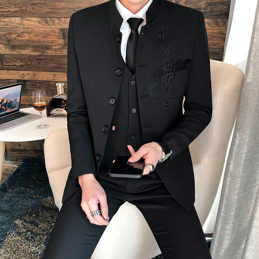Playboy Zhongshan Suit Men's Stand-Up Collar Slim Style Coreano Estilo de moda