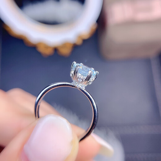 Henglijia aquamarine ring main stone size square 6X6mm520 gift