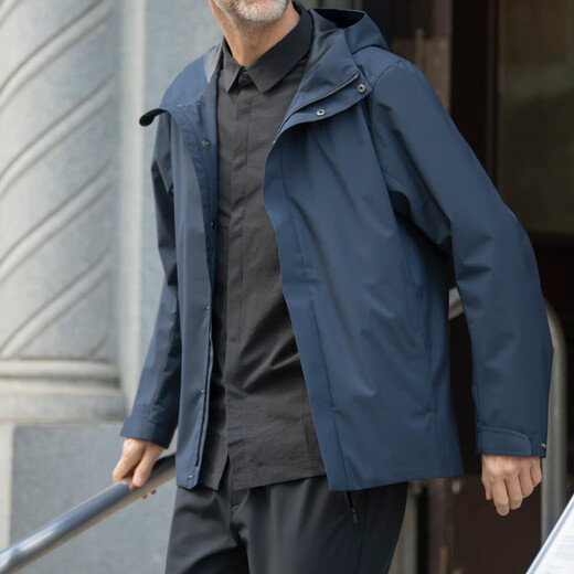 CARE OF LORD Explorer Series Spring and Autumn Jacket Men's Commuting Hooded Casual Jacket Weatherproof 7601 Textured Black L