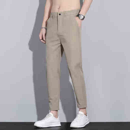Yimengto yimen camel summer pantalones cortes de verano para hombres delgados seda delgada pantalones de alimentación pequeña delgada 2025 verano Nuevo pantalones casuales de línea recta 9905 gris oscuro + 9905 gris oscuro 9905 gris oscuro + 9900 28 28
