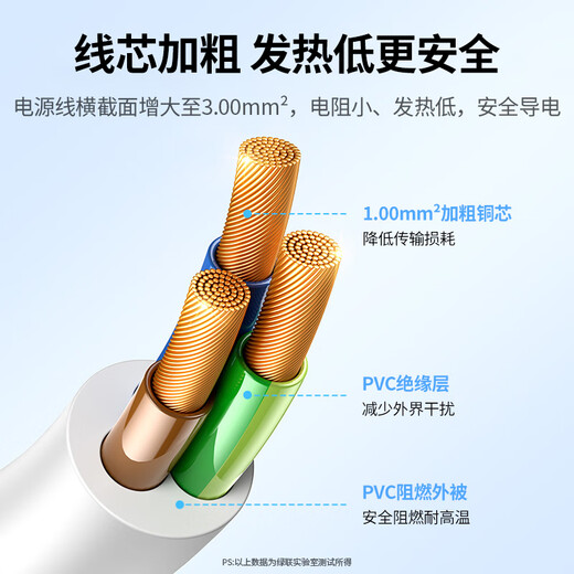 Greenlink power socket extension cord/socket strip/multi-function mini power strip/terminal strip/pull cord board/dormitory strip electric vehicle charging three holes with dust cover, kitchen ready, total length 1 meter, 10A