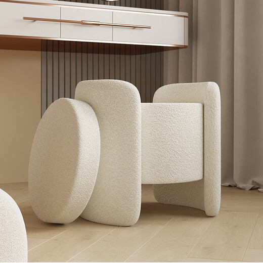 Mexueer light luxury makeup chair simple bedroom internet celebrity dressing table stool bed end storage round stool door storage shoe changing stool lambs velvet white