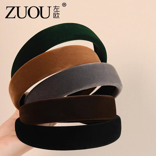 Zuoou hairband women's 2025 new hairpin French retro high skull pressure hair headband advanced sponge wide black hairpin headwear black