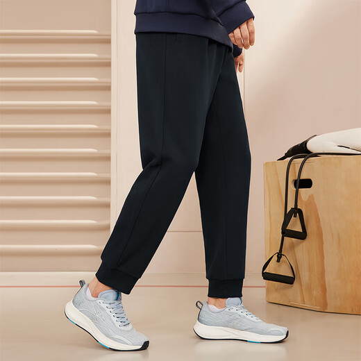 361 Sports pants for men in autumn and winter, loose and breathable casual pants, velvet straight legged knitted trousers, running pants for men, recommended leggings, super black XL