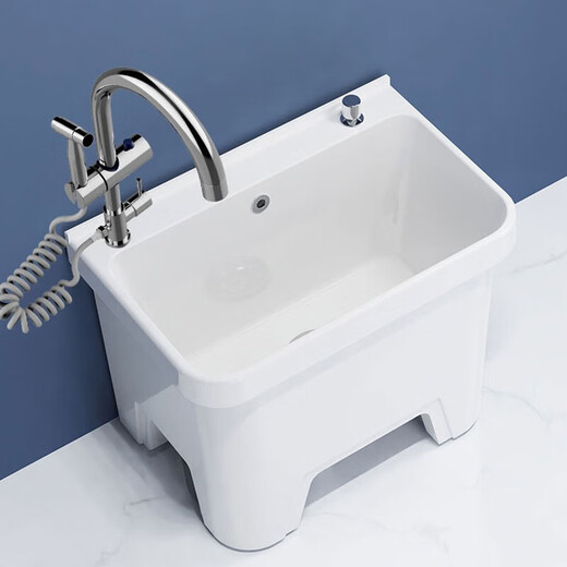 Darv Mop Pool Home Balcony Ceramic Washing Large Outdoor All-in-One Mop Pool High Legs with Holes Sitting Faucet Floor Basin J-T24 Taiwan Controlled Water + Sitting Sprinkler