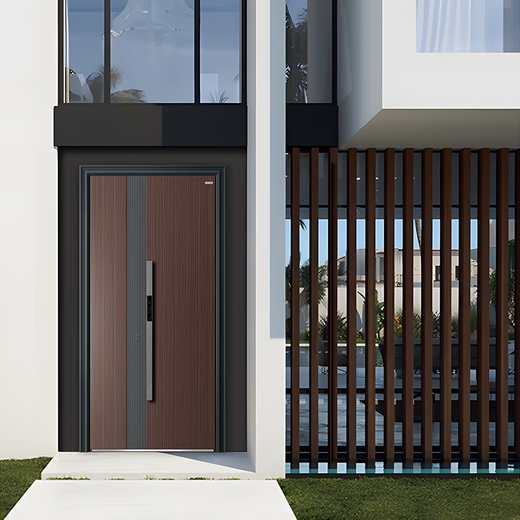 Jinyijia Door Industry (A29 Dreams) finely carved wood grain stitching entrance door large screen smart lock supports private customization A29 Dreams double door