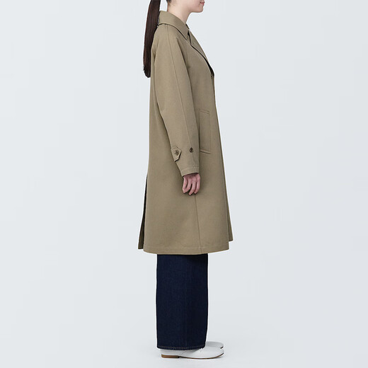 无印良品（MUJI）女式 不易沾水 双排扣大衣外套女款风衣春季外衣女装女士BDE33C4S 米色 M （160/84A）