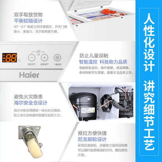 海尔（Haier）冰柜官商用方大容量旗舰全冷冻冷藏转换两用能效保鲜卧式超市便利店冰箱海鲜超低温大型全空间冷柜 829升零下-38℃超大容量型800升以上2米1长