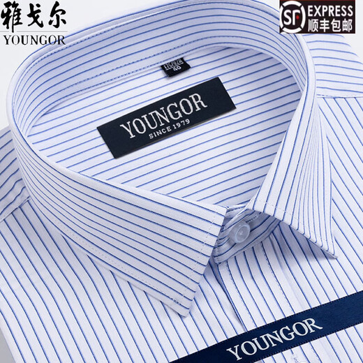 CEO雅戈尔旗舰男士短袖衬衫夏季商务休闲职业正装棉免烫中年大码条纹 dx6623 38