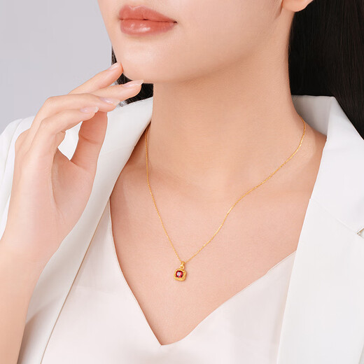 Trendy Acer to Simple Small Sugar Cube Crystal Peridot Yellow 18K Gold Pendant for Girlfriend Birthday Gift Garnet Single Pendant