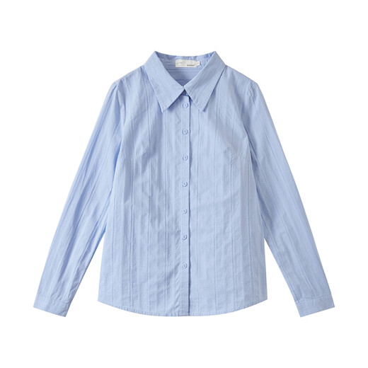 Inman retro cardigan women's lapel shirt autumn and winter thin long-sleeved shirt top navy blue - jacquard fabric S