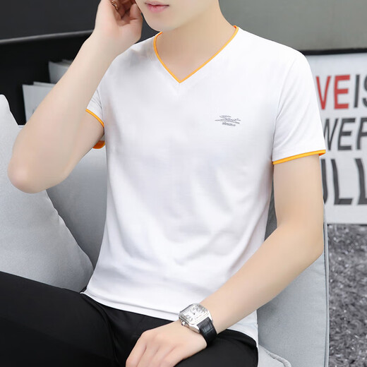 Xuanchun Guangdong Puning Herren kurzärmelig T-Shirt Chicken Heart Curchar Jugend reines Baumwoll halbärmelige Sommer Neue Festkörpermarke Weiße QY691 M 90-100JIN [Jin entspricht 0,5 kg]