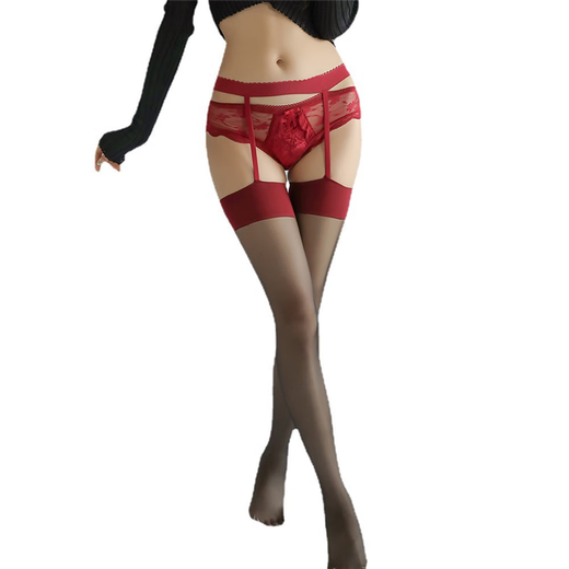 Sexy stockings, long sexy suspenders, one-piece stockings, pure lust red stockings for women, contrasting colors, red edges, sexy black stockings, ultra-thin, black edges, black socks, one size fits all