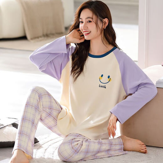 熊司令6XL特大号胖妹妹长袖睡衣女春秋加肥加大码240斤宽松套装秋冬 knc9928 均码  S60-80斤