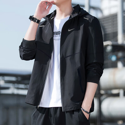 耐克（NIKE）外套男上衣 25夏秋季新款运动服休闲透气跑步快干防风衣梭织夹克 CZ9071-010/连帽/晒图退10 L (175/92A)