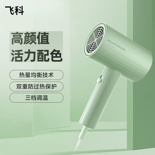 飞科（FLYCO）电吹风机家用恒温负离子恒温速干护发大功率电吹风宿舍可折叠冷热风网红款电吹风机 FH6296【1800W绿色柔风款】