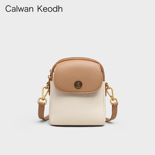 CALWAN KEODH官网手机包包女包新款真皮斜挎包迷你包生日礼物送女友老婆 【米白咖】轻奢时尚腰包小挎包实用走心女生闺蜜
