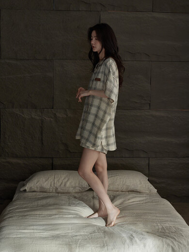 Tonyu (Tongyu) Pajamas Tonyu pour femmes en été tissé en été tissé de la gaze à manches courtes pour les vêtements de maison d'été pour femmes Ladies-Z3888 L