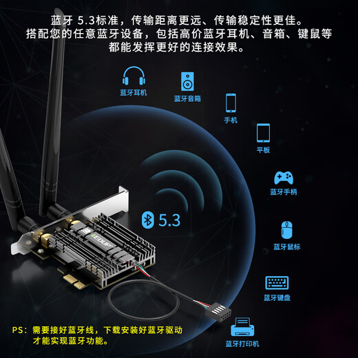 EDUP EP-9651 Pro AX210 Gigabit de doble banda 5G receptor wifi inalámbrico computadora de escritorio tarjeta de red inalámbrica WIFI6 incorporada 5374M + Bluetooth 5.3 dos en uno