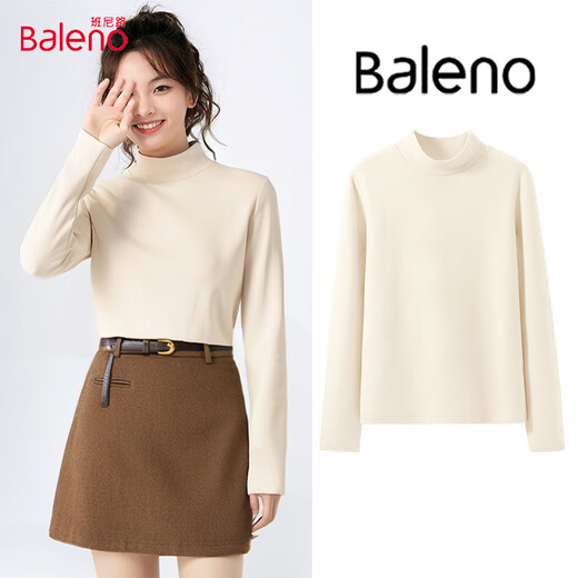 Baleno half turtleneck brushed thin velvet slim fit bottoming shirt for women 2025 autumn and winter new skin-friendly, comfortable and warm inner top