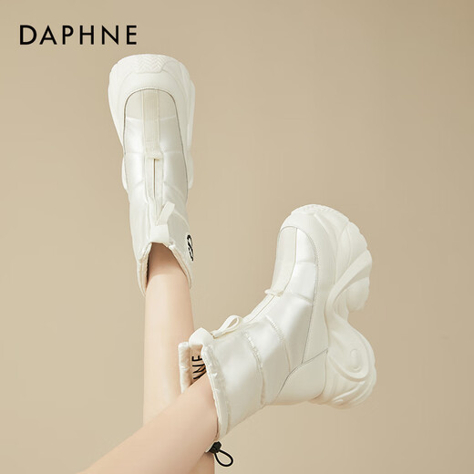 Daphne (Daphne) verdickte kalte Nordost-Schneestiefel für neue Wintermode warme Kurzstiefel für Frauen große Baumwollschuhe dicker Baumwollstiefel Beige plus Velvet 36