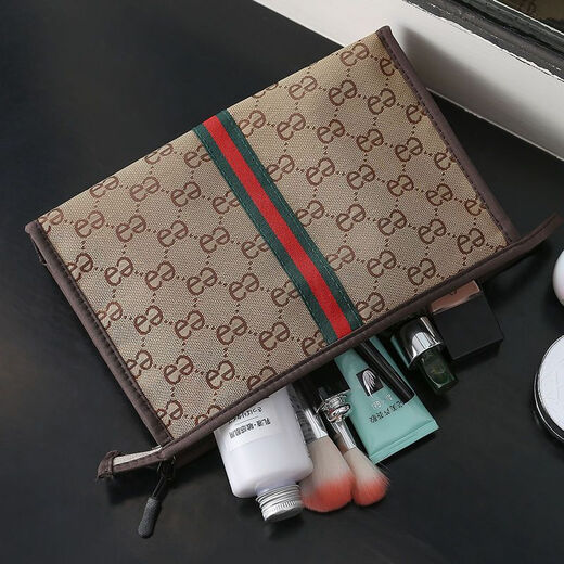 Travel makeup storage bag, portable toiletry bag, waterproof business trip, change, keys, small items, hand-held mini storage bag, Khaki color - small size, very small - size 18*12cm, a bit small, cautious