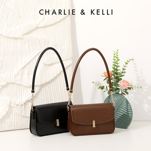 CHARLIE&KELLI CK brand bag for women, Valentine's Day birthday gift for girlfriend, retro armpit bag, single shoulder crossbody small square bag, caramel brown, Beijing warehouse delivery, gift bag + greeting card