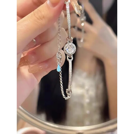 Woug shihuajia loski circonio pequeño pulsera de piedra redonda luz nicho de lujo exquisito pulsera diosa novia plata plata