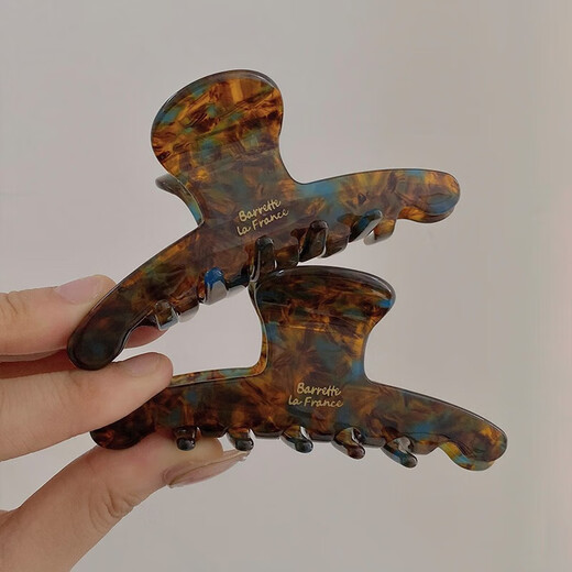Danqin elegant retro hairpin temperament grabber female hairpin back of the head French shark clip new high-end acetic acid hair accessories smudged blue brown 11.5 cm