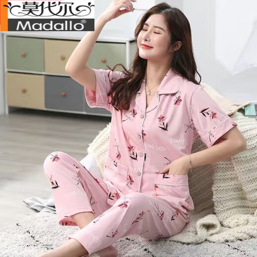 Modal de mediana edad Madre Pajamás de algodón puro Summer pantalones de manga corta de verano