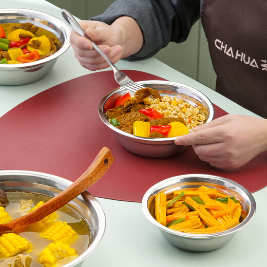 Camellia stainless steel food grade soup basin soup bowl enlarged and thickened vegetable basin egg kneading basin tableware noodle bowl and basin stainless steel soup basin 26cm one