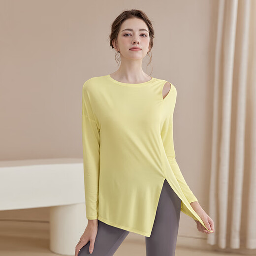 Youyou Yoga Wear Women's Slimming Sports Pilates Training Wear Fitness Long Sleeve Top J34006Y Yellow M