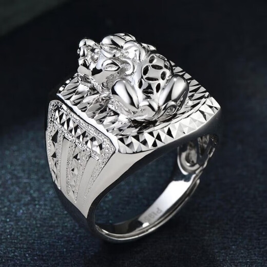 Jibaolou Pt950 platinum ring for men Pixiu men's ring platinum live mouth Pixiu ring live mouth fixed mouth ring 23g live mouth fixed mouth customization more refund less supplement