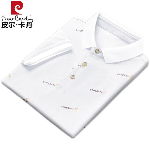 Pierre Cardin Seda de hielo 2025 Summer Nuevo cómodo lapa de solapa de solapa corta Camiseta casual de colas de manga corta Menigra.