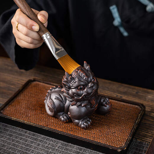 High-end purple pottery tea pet boutique Pixiu Golden Toad can raise fortune toad tea play tea table decoration purple clay tea pet ornaments Purple pottery fortune golden toad