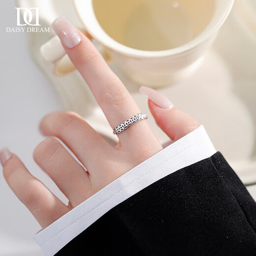 DAISY DREAM 999 pure silver coin ring for women to attract wealth and wealth, retro niche design transfer index finger open ring 999 pure silver money ring, brand gift box