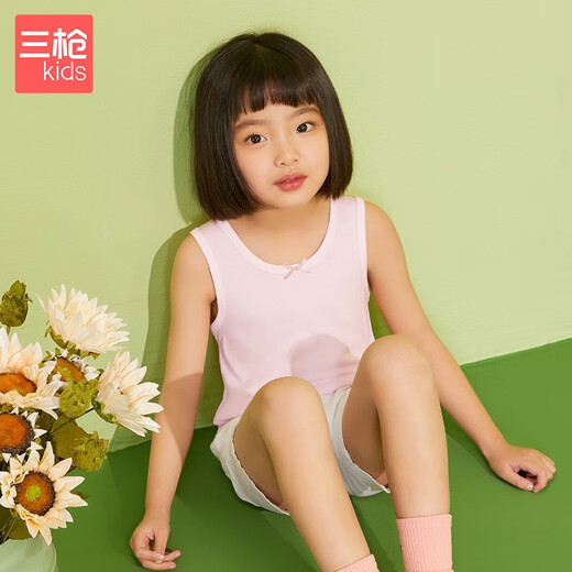 Three-gun Class A skin-friendly cotton ribbed pure cotton girls boys children students round neck bottoming vest