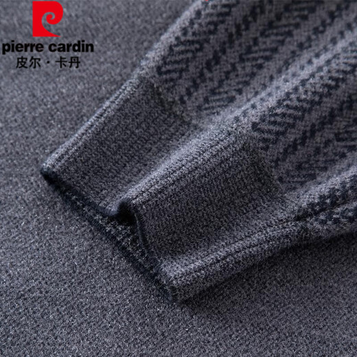 皮尔卡丹（pierre cardin）爸爸毛衣秋冬季翻领假两件中老年人男士加绒加厚保暖针织打底衫男 中灰9926 加绒加厚 M 165建议90-110斤