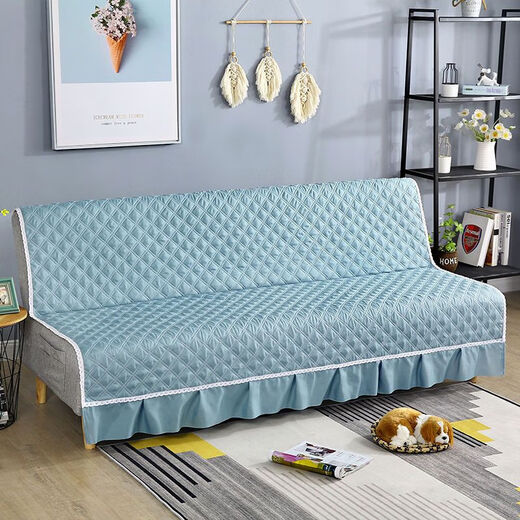 Xuxian full-cover sofa cushion foldable sofa bed cover four-season universal non-slip sofa cover simple dual-purpose without armrests blue 1.8 meters long 1.5 meters wide