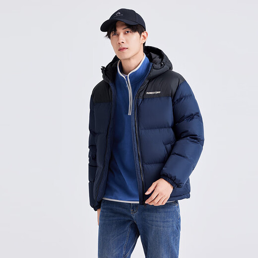 Pathfinder 700 Puff Down Jacket for Men and Women Couple Winter Thick Warm Outdoor Down Jacket Group Purchase Hooded Casual Loose Outer Black L